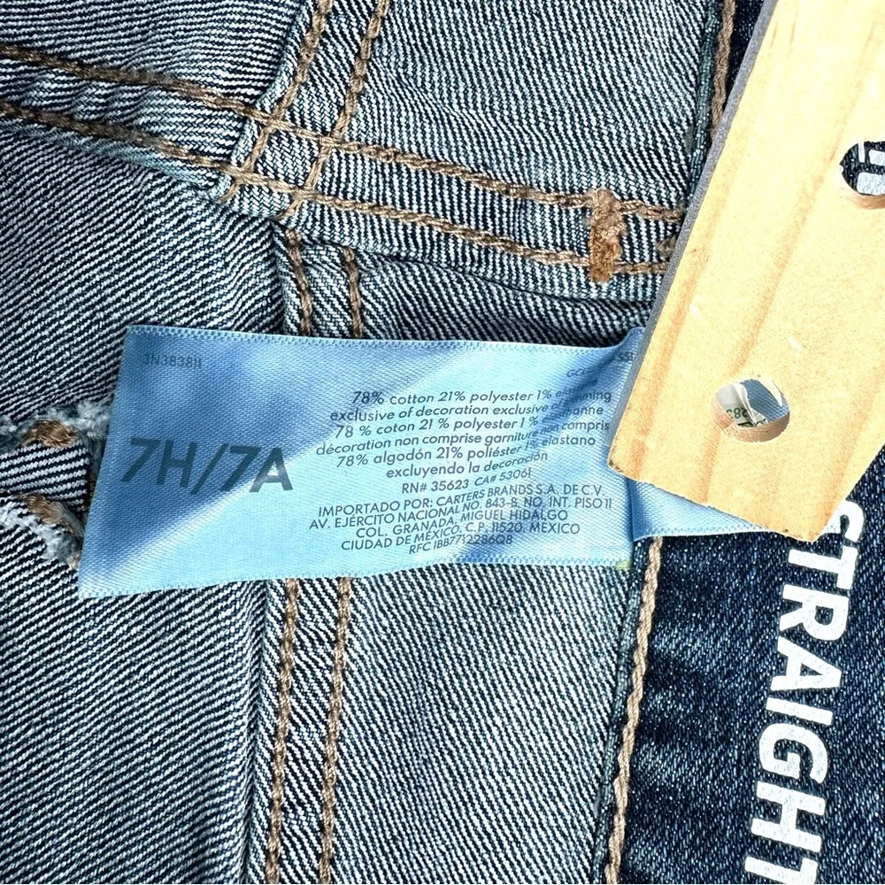 Oshkosh B'gosh Jeans Boys 7H Straight Husky Fit Blue Denim Adjust Waist NEW